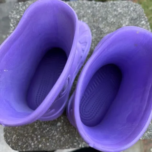 Crocs Handle It Boots Purple Slip on Unisex Kids M size 1 - W 3 - Picture 11 of 13